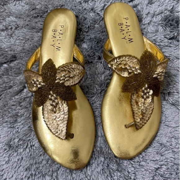 EUC Palm Bay Gold Sequin Sandals (Size 7.5) - Picture 3 of 7